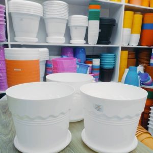Round Shape Plastic Planters with Bottom Tray - প্রিমিয়াম রাউন্ড প্লাস্টিক প্ল্যান্টার