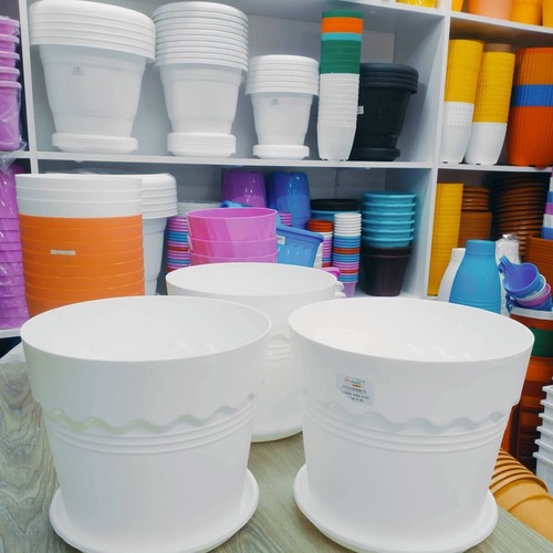 Round Shape Plastic Planters with Bottom Tray - প্রিমিয়াম রাউন্ড প্লাস্টিক প্ল্যান্টার